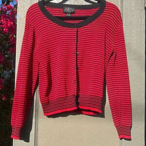 black and red stripe Finity Petite cardigan sweater